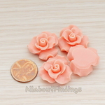 CB.191 // Bloom Rose Flower Flat Back Cabochon, 4 Pc