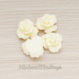 CB.191 // Bloom Rose Flower Flat Back Cabochon, 4 Pc