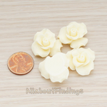 CB.191 // Bloom Rose Flower Flat Back Cabochon, 4 Pc