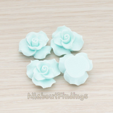 CB.191 // Bloom Rose Flower Flat Back Cabochon, 4 Pc