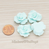 CB.191 // Bloom Rose Flower Flat Back Cabochon, 4 Pc