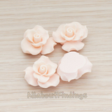 CB.191 // Bloom Rose Flower Flat Back Cabochon, 4 Pc