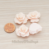 CB.191 // Bloom Rose Flower Flat Back Cabochon, 4 Pc