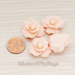 CB.191 // Bloom Rose Flower Flat Back Cabochon, 4 Pc