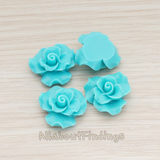 CB.191 // Bloom Rose Flower Flat Back Cabochon, 4 Pc