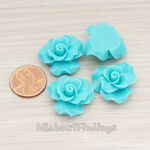 CB.191 // Bloom Rose Flower Flat Back Cabochon, 4 Pc