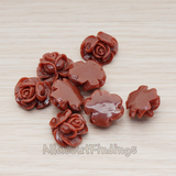 CB.214-01 // Full Bloom Rose Flower Flat Back Cabochon, 4 Pc