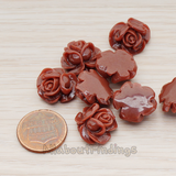 CB.214-01 // Full Bloom Rose Flower Flat Back Cabochon, 4 Pc