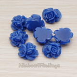 CB.214-01 // Full Bloom Rose Flower Flat Back Cabochon, 4 Pc