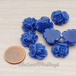 CB.214-01 // Full Bloom Rose Flower Flat Back Cabochon, 4 Pc