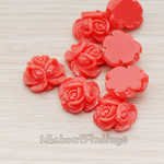 CB.214-01 // Full Bloom Rose Flower Flat Back Cabochon, 4 Pc