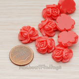 CB.214-01 // Full Bloom Rose Flower Flat Back Cabochon, 4 Pc