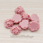 CB.214-01 // Full Bloom Rose Flower Flat Back Cabochon, 4 Pc