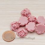 CB.214-01 // Full Bloom Rose Flower Flat Back Cabochon, 4 Pc