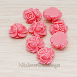 CB.214-01 // Full Bloom Rose Flower Flat Back Cabochon, 4 Pc