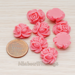 CB.214-01 // Full Bloom Rose Flower Flat Back Cabochon, 4 Pc