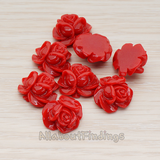 CB.214-01 // Full Bloom Rose Flower Flat Back Cabochon, 4 Pc