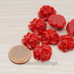 CB.214-01 // Full Bloom Rose Flower Flat Back Cabochon, 4 Pc