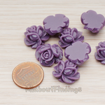 CB.214-01 // Full Bloom Rose Flower Flat Back Cabochon, 4 Pc