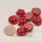 CB.214-01 // Full Bloom Rose Flower Flat Back Cabochon, 4 Pc