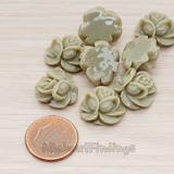 CB.214-01 // Full Bloom Rose Flower Flat Back Cabochon, 4 Pc