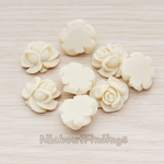 CB.214-01 // Full Bloom Rose Flower Flat Back Cabochon, 4 Pc