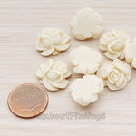 CB.214-01 // Full Bloom Rose Flower Flat Back Cabochon, 4 Pc