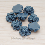 CB.214-01 // Full Bloom Rose Flower Flat Back Cabochon, 4 Pc