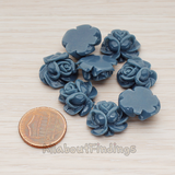 CB.214-01 // Full Bloom Rose Flower Flat Back Cabochon, 4 Pc