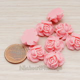 CB.214-01 // Full Bloom Rose Flower Flat Back Cabochon, 4 Pc