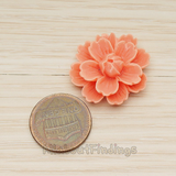 CB.218 // Large Camellia Wild Flower Flat Back Cabochon, 2 Pc