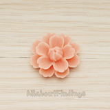 CB.218 // Large Camellia Wild Flower Flat Back Cabochon, 2 Pc