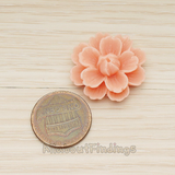 CB.218 // Large Camellia Wild Flower Flat Back Cabochon, 2 Pc