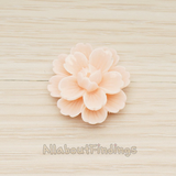 CB.218 // Large Camellia Wild Flower Flat Back Cabochon, 2 Pc