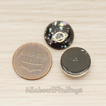 CB.300-01 // Small Holographic Crust Saturn and Moon View Cabochon, 2Pc