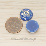 CB.300-01 // Small Holographic Crust Saturn and Moon View Cabochon, 2Pc