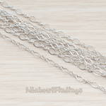 CH.005-01 // Textured Diamond n Round Shape Link Chain, 1 Meter