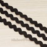 CH.124// Black Fabric Wave Elastic Band Lace Chain, 1 yd
