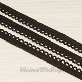 CH.127 // Black Fabric Bubble Elastic Band Lace Chain, 1 yd