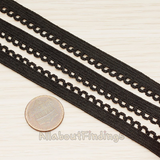 CH.127 // Black Fabric Bubble Elastic Band Lace Chain, 1 yd