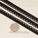 CH.127 // Black Fabric Bubble Elastic Band Lace Chain, 1 yd