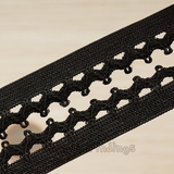 CH.128 // Black Fabric Half Twisted Elastic Band Lace Chain, 1 yd