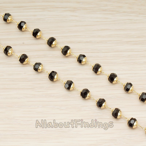 CH.146 // Black Ball Glass Beads Chain, 1 Meter