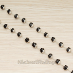 CH.146 // Black Ball Glass Beads Chain, 1 Meter