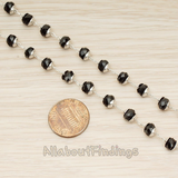 CH.146 // Black Ball Glass Beads Chain, 1 Meter