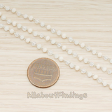 CH.147 // Glass Quartz Small Beaded Link Chain, 1 Meter