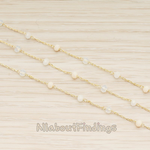 CH.149 // Glass Quartz Beads Cable Chain, 1 Meter