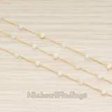 CH.149 // Glass Quartz Beads Cable Chain, 1 Meter