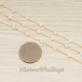 CH.149 // Glass Quartz Beads Cable Chain, 1 Meter