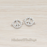 CN.008 // Crystal Cubic Zirconia Setting Peace CZ Connector, 2 Pc